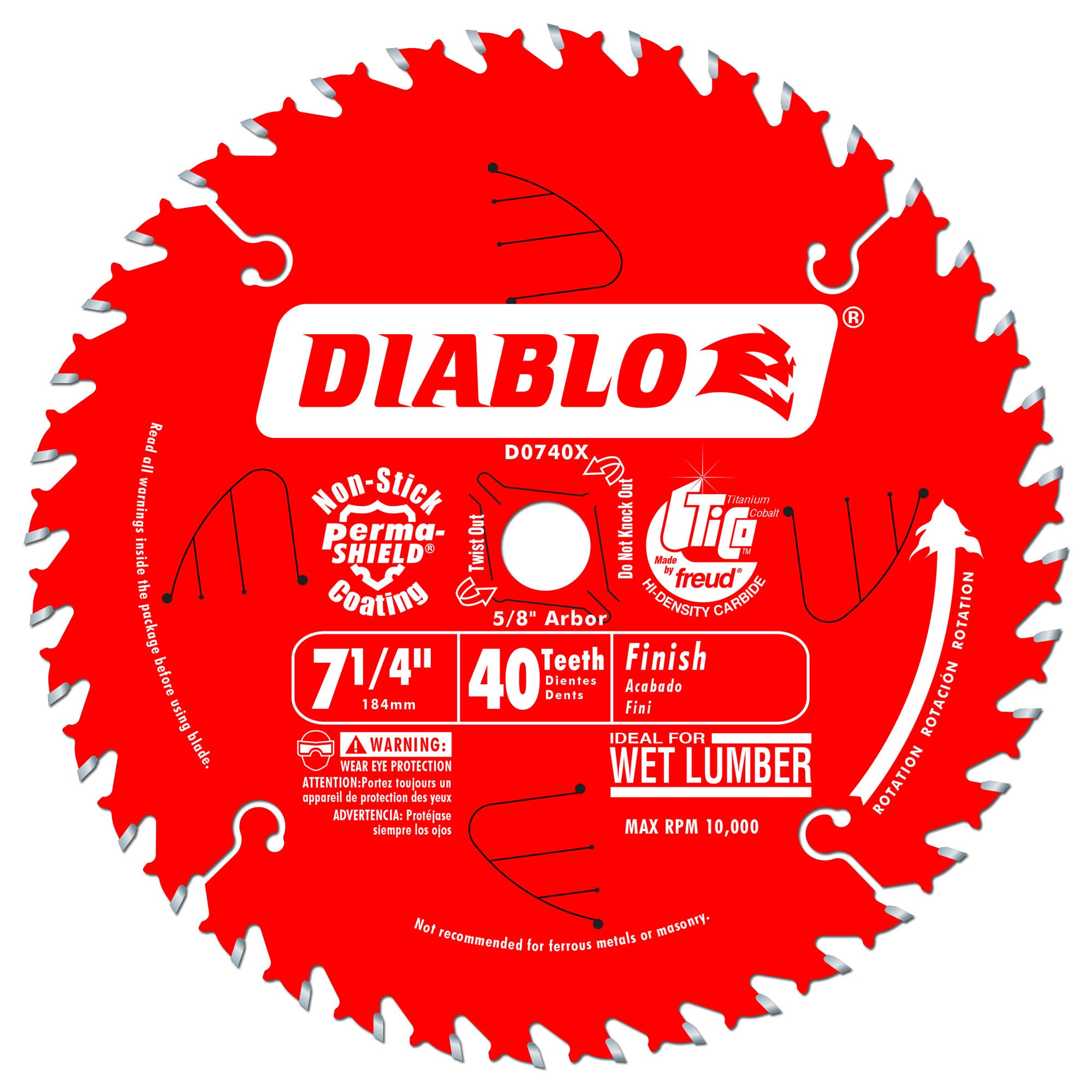 Diablo D0740 7-1/4 in. x 40 Tooth Carbide Circular Saw Blade