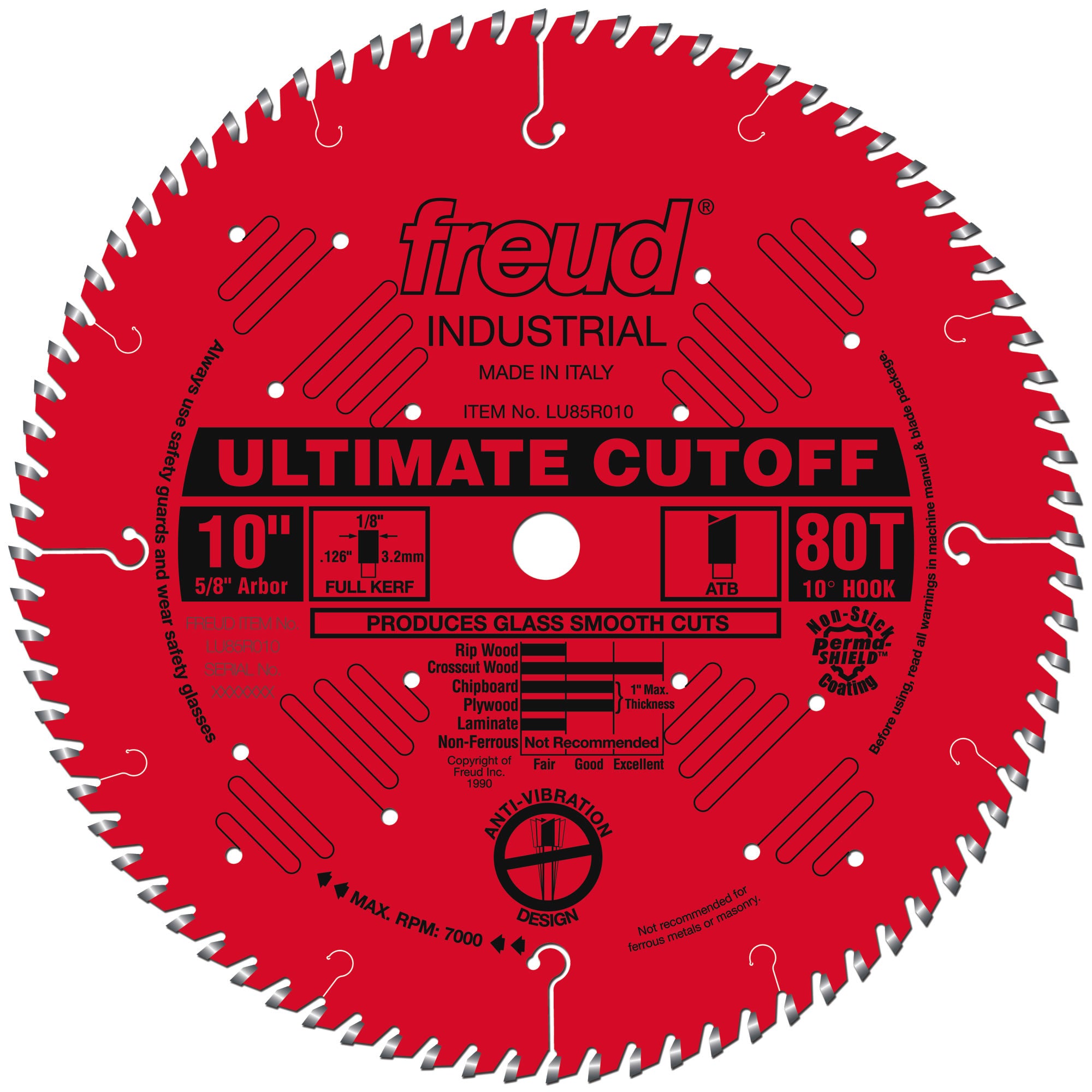 Freud LU85R010, 10" Freud Ultimate Cut-Off Blade, 80 Teeth
