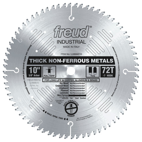Freud LU89M010 10" Thick Non-Ferrous Metal Blade